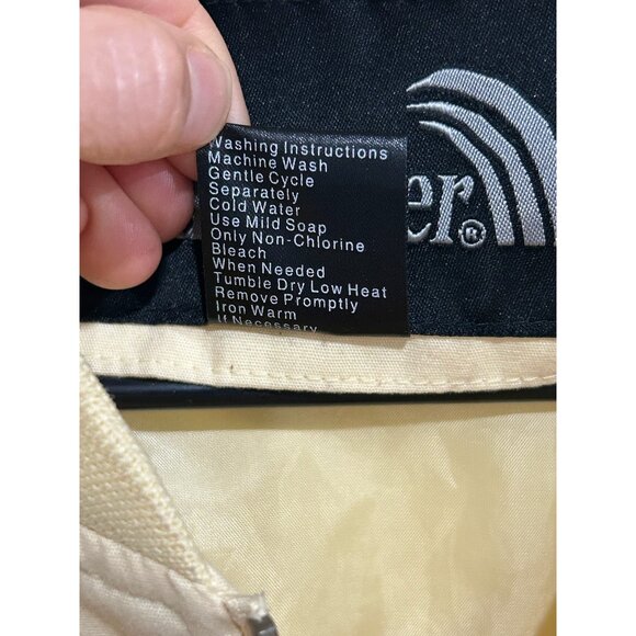 Vintage Windbreaker Ivory Bomber Jacket Zip Pockets and Ribbed Hem SZ Medium - Picture 7 of 9